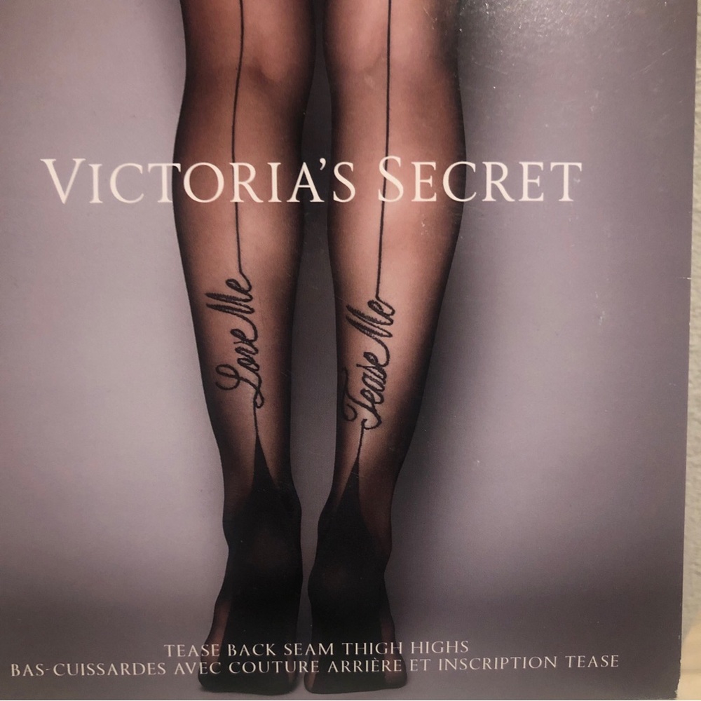 New Victoria’s Secret Hosiery TEASE ME LOVE ME Thigh High lingerie stockings NWT